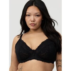 Torrid 42H Bra Plus Size Black Lace Unlined Full Coverage Underwire Sexy Comfort
